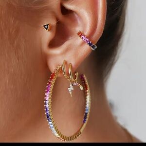 Elegant Gold and Multicolor 4 Hoop Earrings